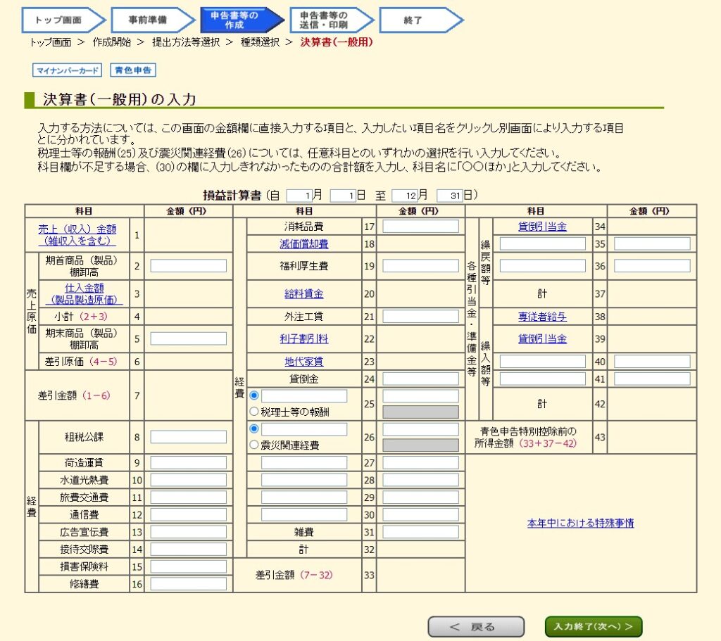 E Tax 確定申告書等作成コーナーで確定申告する方法 作成開始 所得の入力 事業所得の入力 1人で楽しく働くブログ